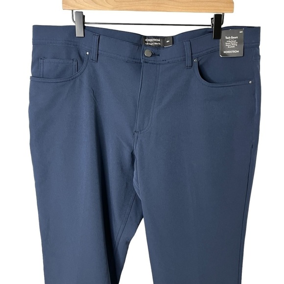Nordstrom Tech Smart Slim Fit Pants Navy Blue Size 38 - Picture 2 of 7
